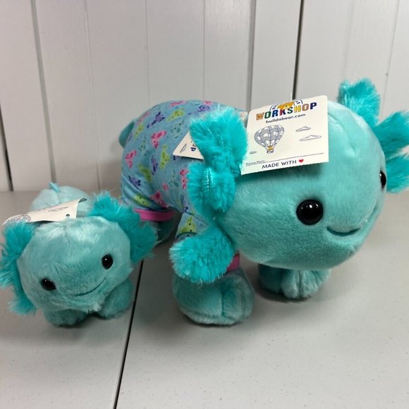 Build-A-Bear Other - NEW Build A Bear Mint Green Axolotl 18" Long w/ Pajamas and Mini Buddy 9"